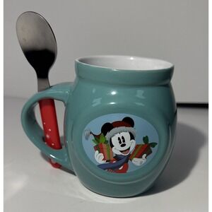 Disney Mickey Mouse Cocoa/Coffee/Tea Mug With Spoon In‎ Handle Blue Winter 2022